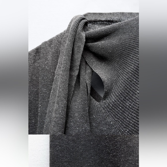 Zara Gray Tie-Front Midi Dress - Chic Sleeveless Workwear (Size S, NWT) - Picture 7 of 8